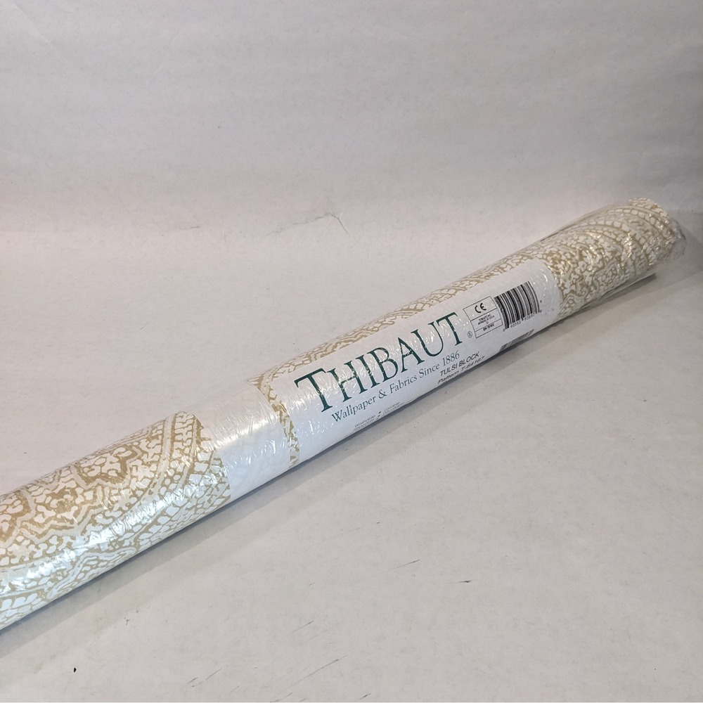 Thibaut Tulsi Block Wallpaper Tan White Paisley T-64187 Washable 60.75 Sq Ft